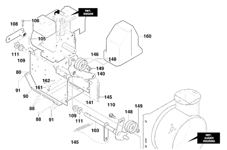 Frame Components Assembly Diagram and Parts List for 624804X79B 2000 Briggs and Stratton Snow Blower